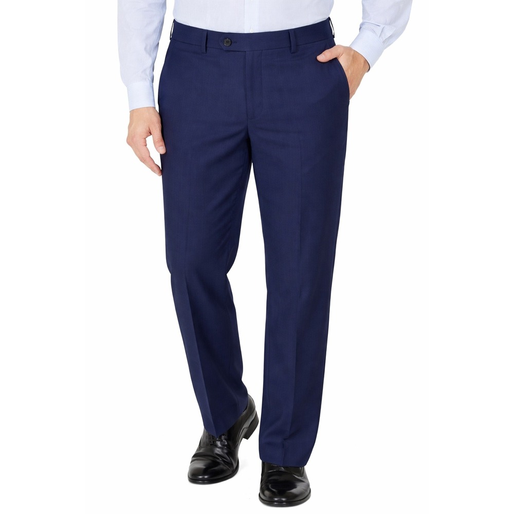 Ralph Lauren Dress Pants Mens 36x30 Navy Wool Blend Stretch Office Preppy‎
